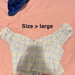 Yellow and Blue Crop Top with Comfortable Fit